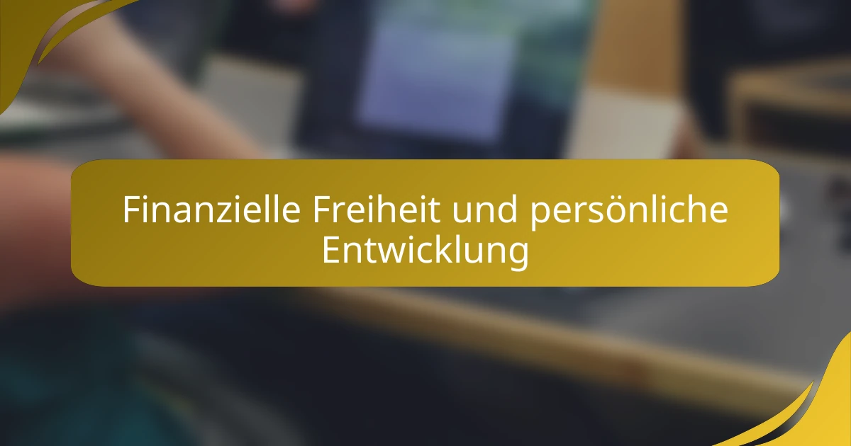 Finanzielle Freiheit und persönliche Entwicklung