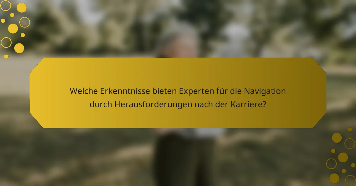 Welche Erkenntnisse bieten Experten für die Navigation durch Herausforderungen nach der Karriere?