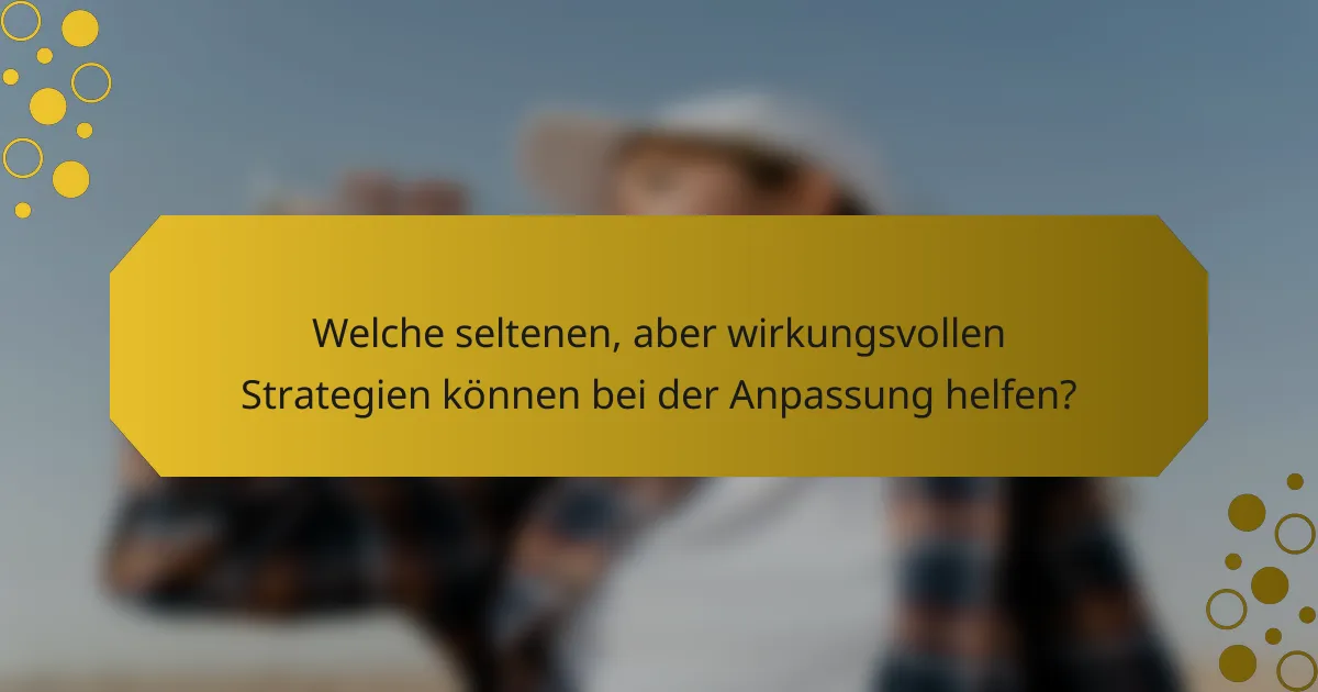 Welche seltenen, aber wirkungsvollen Strategien können bei der Anpassung helfen?